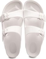 FUNKYMONKEY Women's Comfort Slides Double Buckle Adjustable EVA Flat Sandals