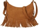 GLITZALL Boho Fringe Purse Small Crossbody Hobo Bags for Women Vegan Suede Western Country Purse