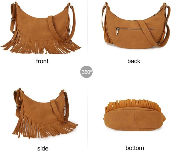 GLITZALL Boho Fringe Purse Small Crossbody Hobo Bags for Women Vegan Suede Western Country Purse