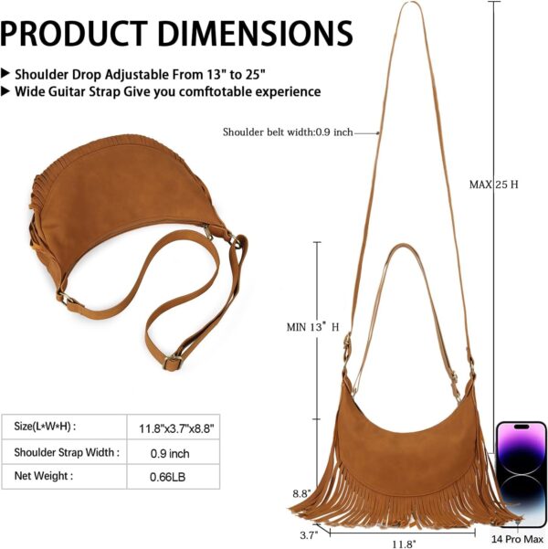 GLITZALL Boho Fringe Purse Small Crossbody Hobo Bags for Women Vegan Suede Western Country Purse