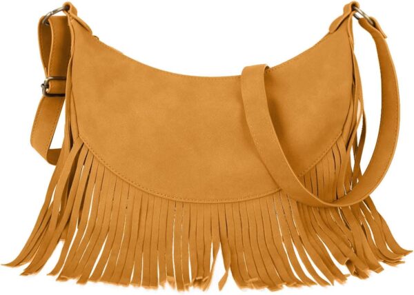 GLITZALL Boho Fringe Purse Small Crossbody Hobo Bags for Women Vegan Suede Western Country Purse