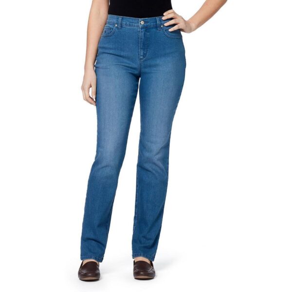 Gloria Vanderbilt Womens Amanda Blue Denim Tapered Leg Jeans 8L Long BHFO 8956