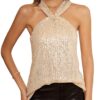 GRACE KARIN Women's Sequin Sparkle Tank Tops Halter Neck Keyhole Knot Slim Fit Cocktail Tops