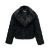 GRAN ORIENTE Women's 2024 Winter Furry Faux Fur Jackets,Cropped Fluffy Shaggy Warm Parka Coat Outerwear with Pockets