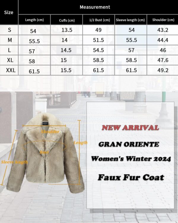 GRAN ORIENTE Women's 2024 Winter Furry Faux Fur Jackets,Cropped Fluffy Shaggy Warm Parka Coat Outerwear with Pockets