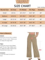 GRAPENT Corduroy Wide Leg Pants Woman High Waisted Fall Business Casual Elastic Waist Loose Trendy Trousers with Pockets