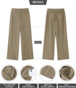 GRAPENT Corduroy Wide Leg Pants Woman High Waisted Fall Business Casual Elastic Waist Loose Trendy Trousers with Pockets