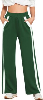 GRAPENT Wide Leg Sweatpants Women Baggy High Waisted Pull On Athleisure Loose Lounge Color Block Sweat Pants with Pocket