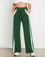 GRAPENT Wide Leg Sweatpants Women Baggy High Waisted Pull On Athleisure Loose Lounge Color Block Sweat Pants with Pocket