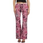 Guess Womens Pink Animal Print Frayed Hem High Rise Flared Jeans 28 BHFO 8006