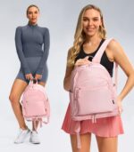 Gym Backpack for Women Small Gym Bag with Expandable Shoe Compartment Water Resistant Sports Backpack 26L Pink