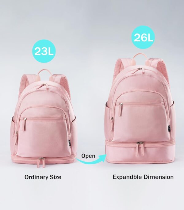 Gym Backpack for Women Small Gym Bag with Expandable Shoe Compartment Water Resistant Sports Backpack 26L Pink