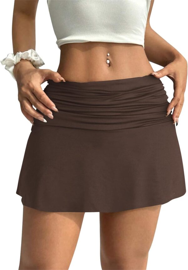 Hafailia Womens Mini Skorts Sexy Ruched Waist Pencil Bodycon A-Line Skirts with Shorts Underneath