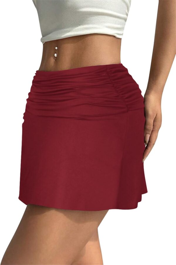 Hafailia Womens Mini Skorts Sexy Ruched Waist Pencil Bodycon A-Line Skirts with Shorts Underneath