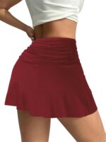 Hafailia Womens Mini Skorts Sexy Ruched Waist Pencil Bodycon A-Line Skirts with Shorts Underneath