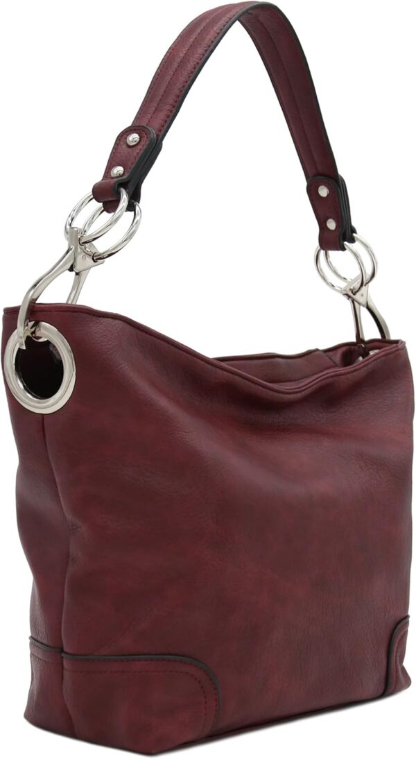 Hobo Shoulder Bag with Big Snap Hook Hardware