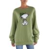 Hybrid Apparel Womens Green Fleece Long Sleeve Sweatshirt Loungewear L BHFO 5372