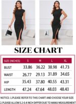 IHOT 2024 Women's Mock Neck Side Slit Ruched Bodycon Cocktail Party Wedding Guest Midi Dress