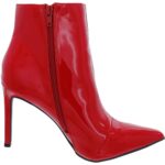 INC Womens Katalina Red Faux Leather Booties Shoes 7.5 Medium (B,M) BHFO 2780