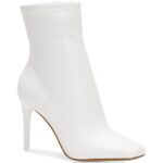 INC Womens Vidalia White Faux Leather Ankle Boots Shoes 9 Medium (B,M) BHFO 3286