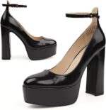 JENN ARDOR Platform Heels for Women Chunky Heel Closed Toe High Heels Block Heel Ankle Strap