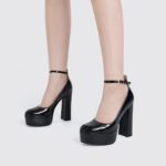 JENN ARDOR Platform Heels for Women Chunky Heel Closed Toe High Heels Block Heel Ankle Strap