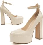 JENN ARDOR Platform Heels for Women Chunky Heel Closed Toe High Heels Block Heel Ankle Strap