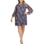 Jessica Howard Womens Navy Floral Knee-Length Midi Dress Petites 8P BHFO 5497