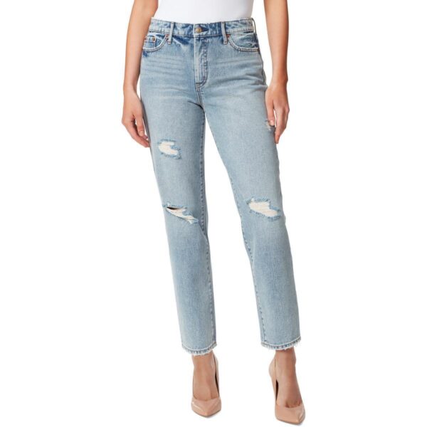 Jessica Simpson Womens Blue High Rise Distressed Straight Leg Jeans 26 BHFO 0147