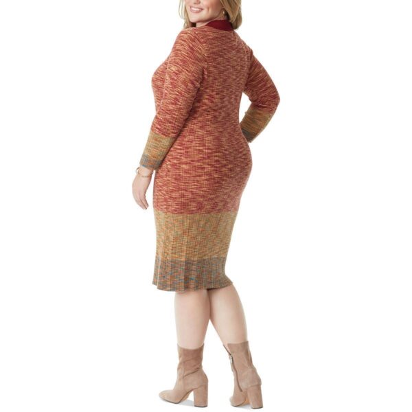 Jessica Simpson Womens Orange Ribbed Knit Midi Sweaterdress Plus 3X BHFO 4267