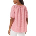 Jones New York Womens Pink Gingham Smocked Summer Off The Shoulder S BHFO 1257