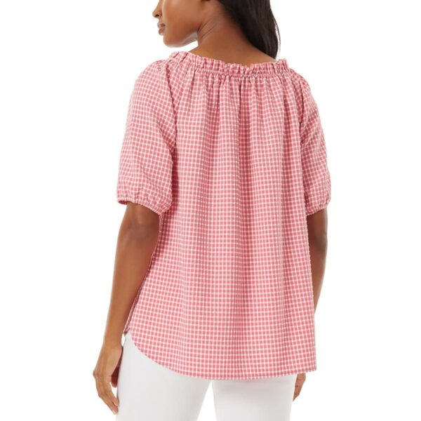 Jones New York Womens Pink Gingham Smocked Summer Off The Shoulder S BHFO 1257