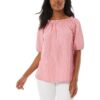 Jones New York Womens Pink Gingham Smocked Summer Off The Shoulder S BHFO 1257