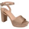 Journee Collection Womens Nairri Tan Heel Sandals 9.5 Medium (B,M) BHFO 7785