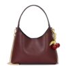 JQWSVE Shoulder Bags for Women Small Tote Purse with Cherry Bag Charm Trendy Leather Handbag Fall Purse Chain Crossbody Bag