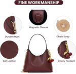 JQWSVE Shoulder Bags for Women Small Tote Purse with Cherry Bag Charm Trendy Leather Handbag Fall Purse Chain Crossbody Bag