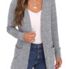 JWD Open Front Cardigan for Women Button Down Long Sleeve Draped Sweater Outerwear with Pocket