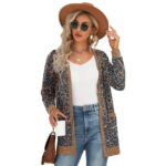 JWD Open Front Cardigan for Women Button Down Long Sleeve Draped Sweater Outerwear with Pocket