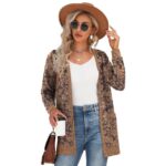 JWD Open Front Cardigan for Women Button Down Long Sleeve Draped Sweater Outerwear with Pocket