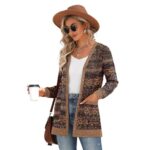 JWD Open Front Cardigan for Women Button Down Long Sleeve Draped Sweater Outerwear with Pocket