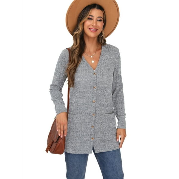 JWD Open Front Cardigan for Women Button Down Long Sleeve Draped Sweater Outerwear with Pocket