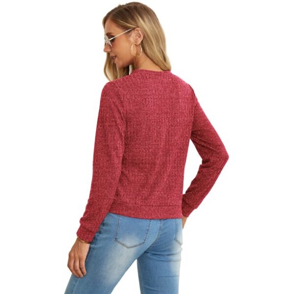 JWD Women's Fashionable Cropped Lightweight Long Sleeve Button Front Open Rib Knitted Pocket Casual Open Fleece Sweater