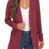 JWD Women's Lightweight Long Sleeve Button Down Open Front Ribbed Knit Pocket Casual Cardigan