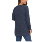 JWD Women's Long Sleeve Open Front Cardigan Button Down Vee Neck Ribbed Knit Lightweight Outerwear with Pocket