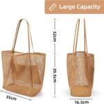 KALIDI Beach Mesh Tote Bag, Casual Tote Bag Hobo Women Foldable MAX 23L Shoulder Bag For Beach Picnic Vacation