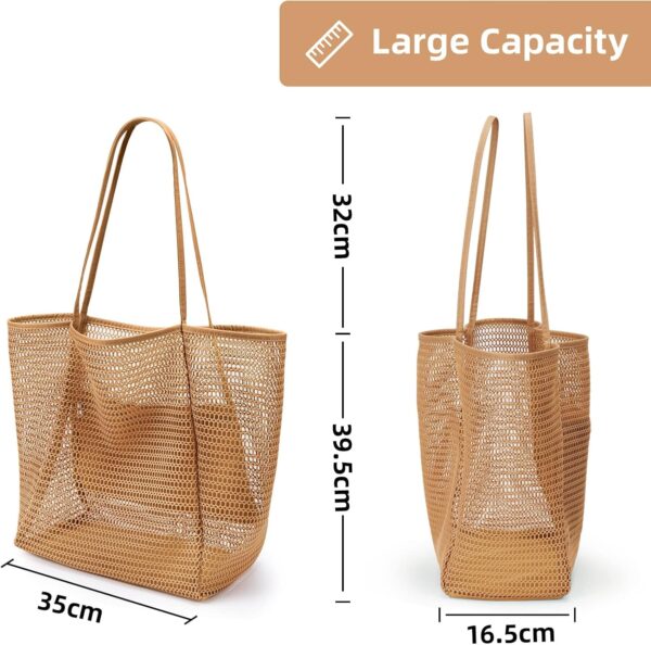 KALIDI Beach Mesh Tote Bag, Casual Tote Bag Hobo Women Foldable MAX 23L Shoulder Bag For Beach Picnic Vacation