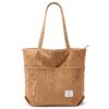 KALIDI Corduroy Tote Bag for Women Large Zipper Shoulder Handbag Casual Hobo Bag Purse with Front Pockets