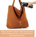 KALIDI Women Corduroy Tote Bag Zipper Casual Tote's Handbag Big Capacity Shoulder Bag with Pockets