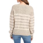 Karen Kane Womens Beige Striped Knit Pullover Crewneck Sweater Top XS BHFO 8807