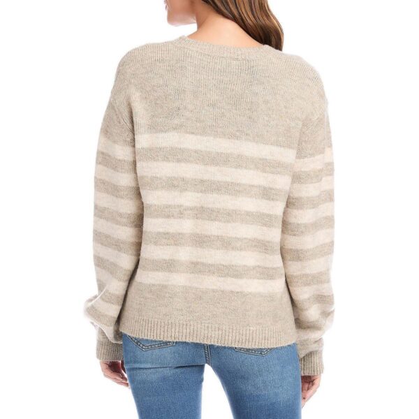 Karen Kane Womens Beige Striped Knit Pullover Crewneck Sweater Top XS BHFO 8807